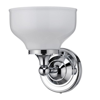 Burlington LED Bathroom Round Wall Light with Chrome Base & Opal Glass Shade